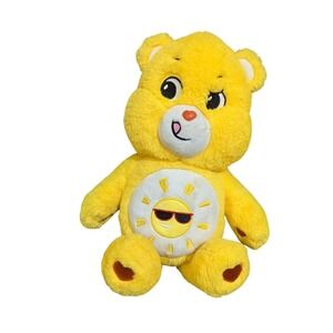 Care Bears Funshine Bear Plush 13" With Sunglasses Belly Badge stuffed animal to